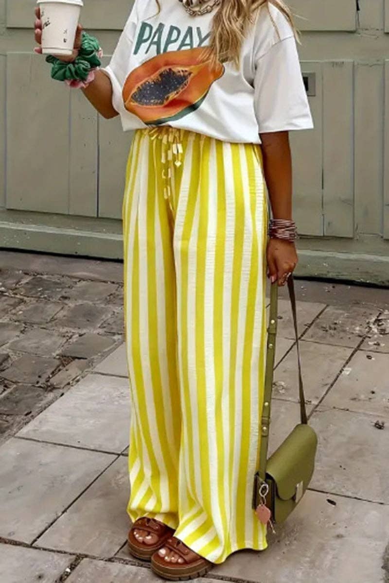 Soli Echo - Striped Wide-Leg Casual Pants