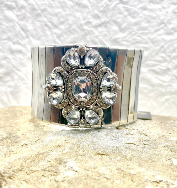 Rebecca Ray Jewelry - Silver Crystal Boho Statement Cuff