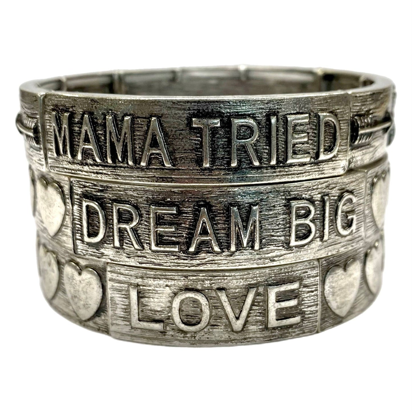 Accessories To Go - Silver Metal Stretch Bracelets with Sayings