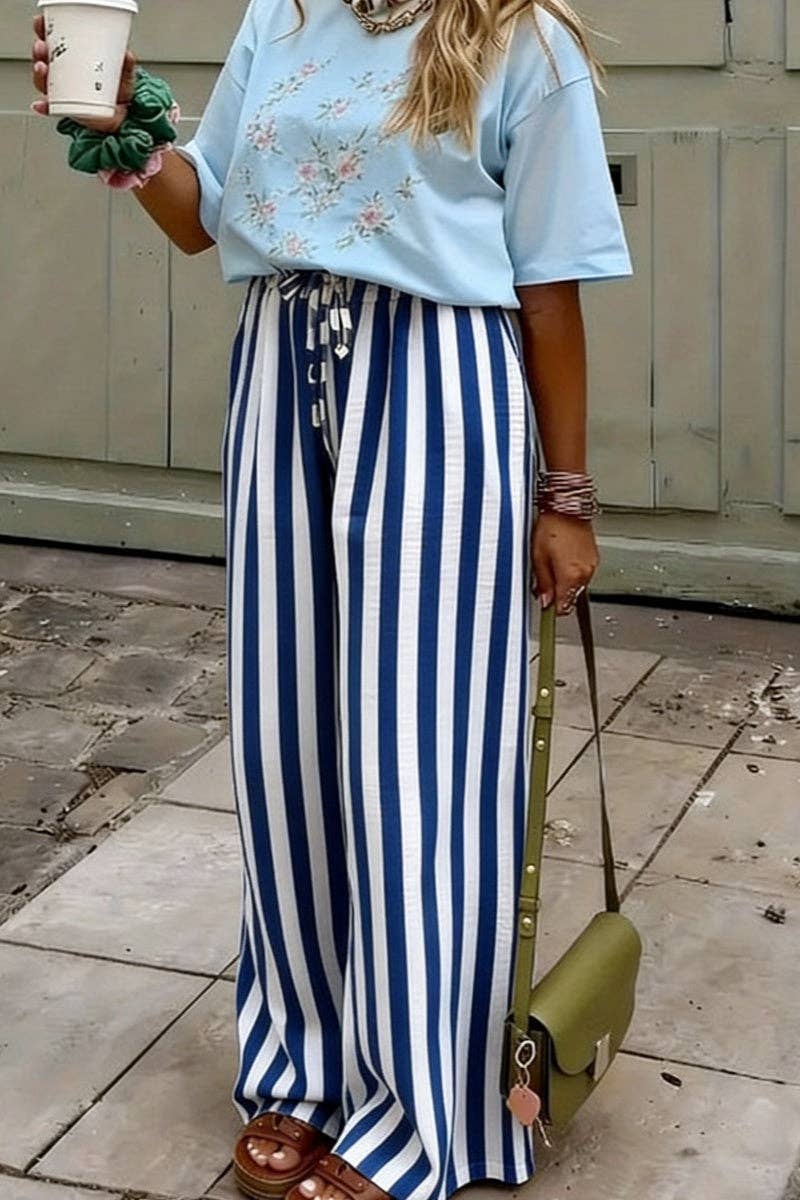 Soli Echo - Striped Wide-Leg Casual Pants