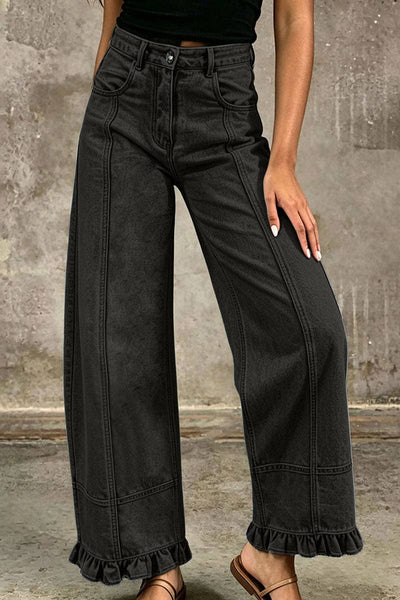 Soli Echo - Ruffle Leg Baggy Jeans