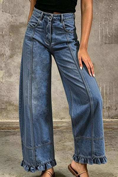 Soli Echo - Ruffle Leg Baggy Jeans