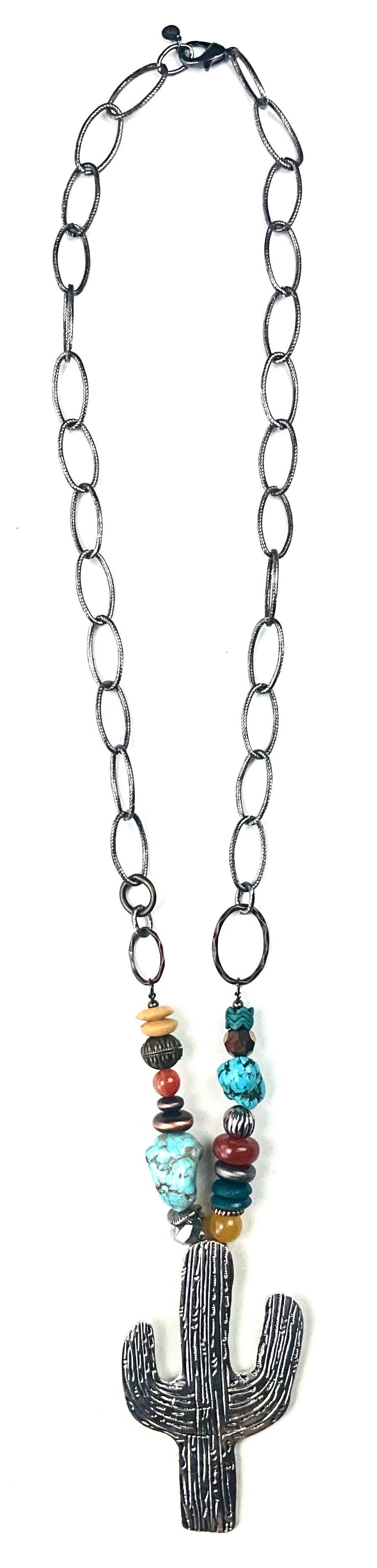 Lost & Found Trading - SE557 NK CACTUS PENDANT W/BEADED & CHAIN