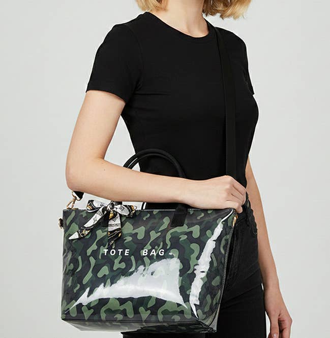 MKS America - Zip Checkered tote crossbody leopard waterproof beach bag
