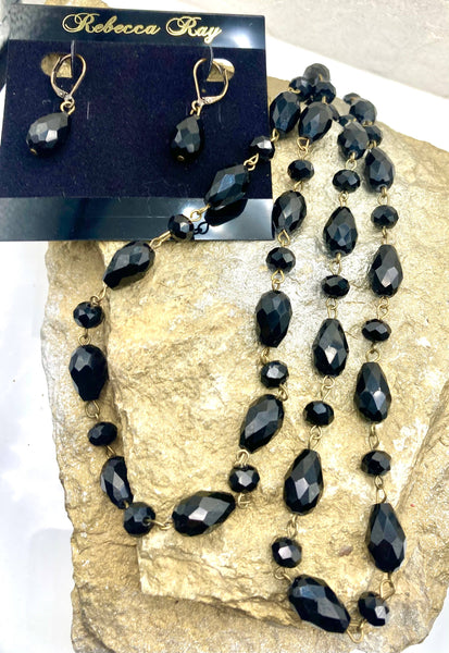 Rebecca Ray Jewelry - Multi faceted Crystal Necklace and Earring Set