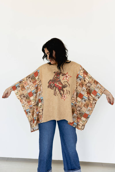 VARSITY RODEO - VR108 PONCHO- STAR COWBOY (ONE SIZE)