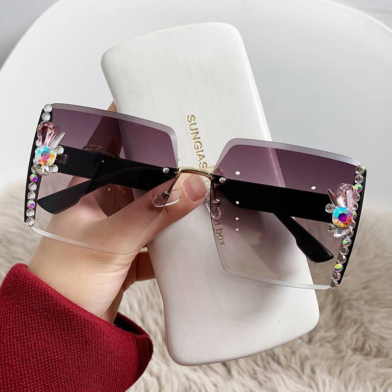 MKS America - Exquisitely crafted side-rimmed diamond-studded sunglasses