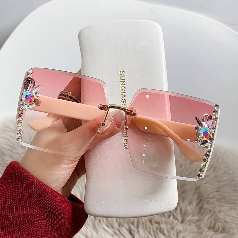 MKS America - Exquisitely crafted side-rimmed diamond-studded sunglasses