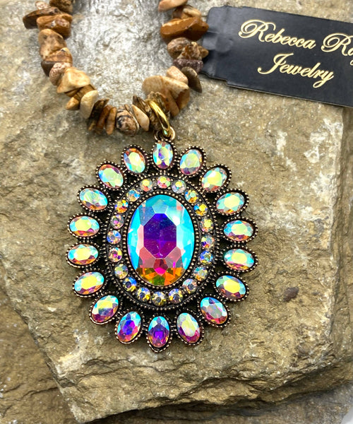 Rebecca Ray Jewelry - Boho Gemstone Concho Crystal Statement Necklace