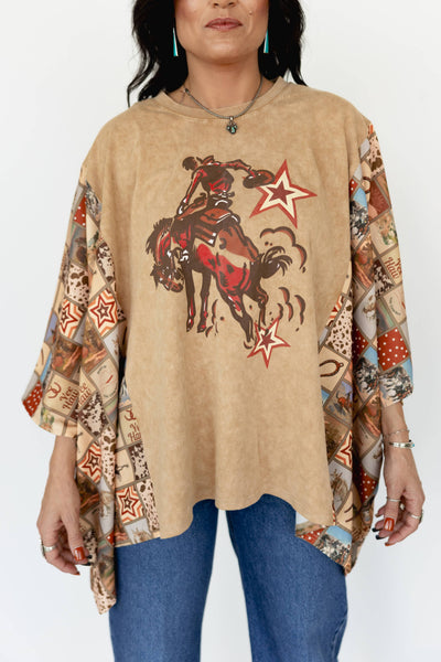 VARSITY RODEO - VR108 PONCHO- STAR COWBOY (ONE SIZE)