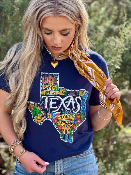 Texas True Threads - Callie Ann Stelter God Bless Texas Tee
