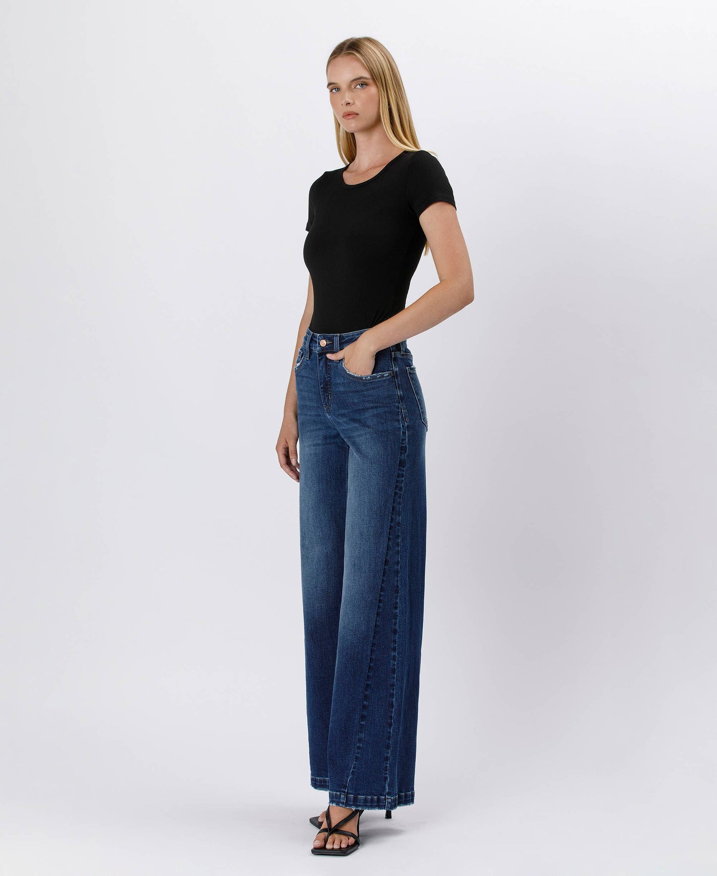 Lovervet by VERVET - TUMMY CONTROL HIGH RISE WIDE LEG JEANS LV1443