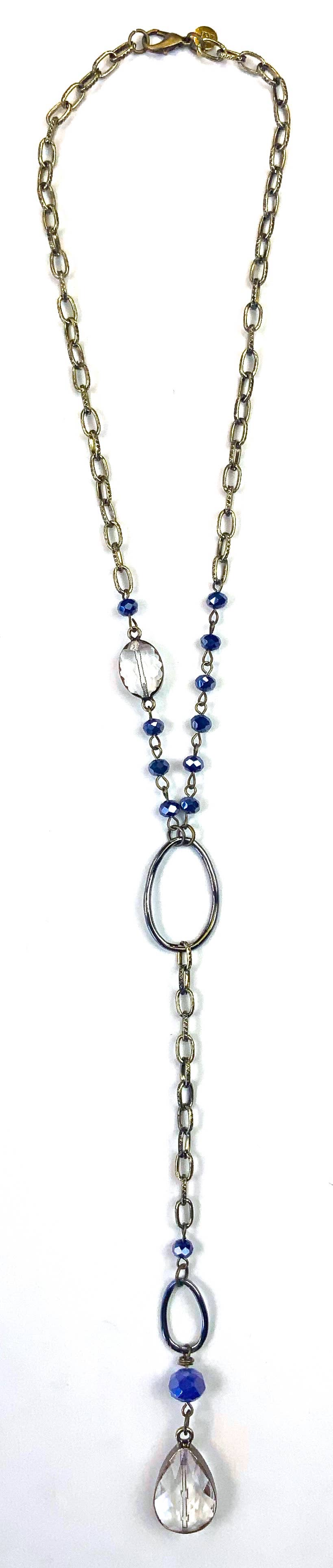 Lost & Found Trading - NK-Rosary & Chain Navy Pendant Necklace
