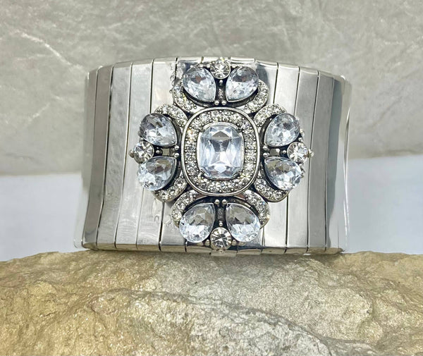 Rebecca Ray Jewelry - Silver Crystal Boho Statement Cuff
