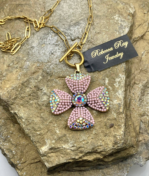 Rebecca Ray Jewelry - Boho Pink Floral Charm Necklace