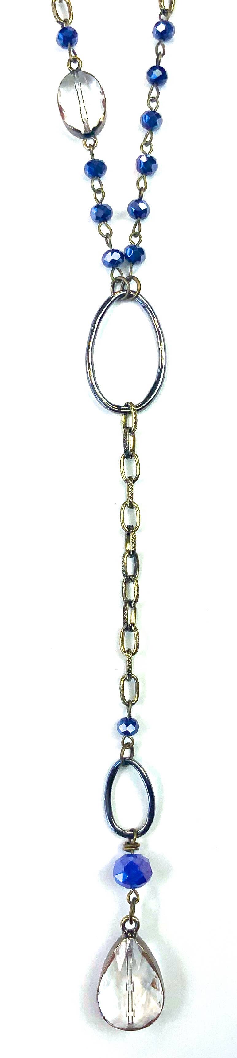 Lost & Found Trading - NK-Rosary & Chain Navy Pendant Necklace